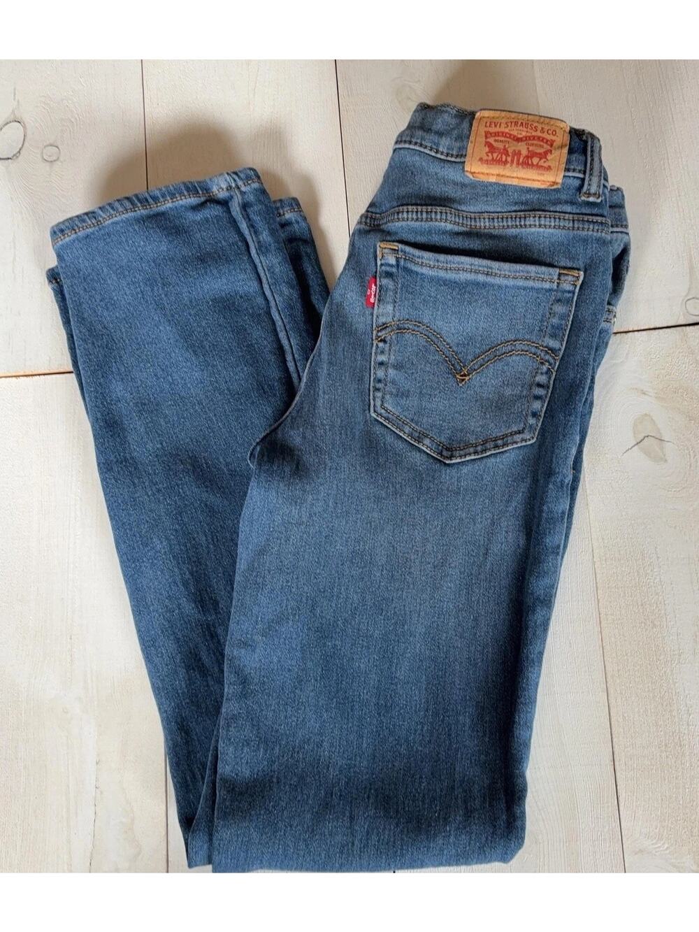 Levi's 726 Flare Jeans Girls 14 Blue Medium Wash Adjustable Waist Denim Casual